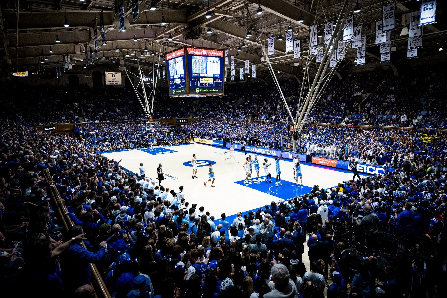 Duke men's basketball home game inside packed Cameron Indoor Stadium